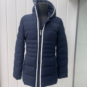 NEW TOMMY HILFIGER LADIES WINTER HOODED NAVY BLUE JACKET